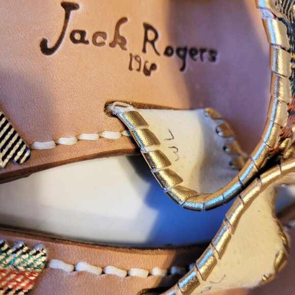 Jack Rogers NEW Holiday Tartan Plaid Metallic Whipstich Thong Sandals - Picture 6 of 8